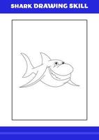 Shark Drawing skill for Kids. Shark drawing skill book for relax and meditation. vector