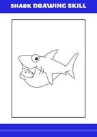 Shark Drawing skill for Kids. Shark drawing skill book for relax and meditation. vector