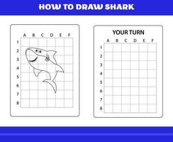 How to Draw Shark for Kids. How to draw shark for relax and meditation. vector