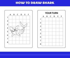 How to Draw Shark for Kids. How to draw shark for relax and meditation. vector