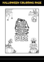 Halloween Quotes Coloring page. Halloween coloring page for kids. vector