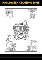 Halloween Quotes Coloring page. Halloween coloring page for kids. vector