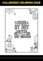 Halloween Quotes Coloring page. Halloween coloring page for kids. vector