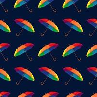 Seamless pattern with rainbow umbrella on blue dark background vector