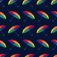 Seamless pattern with rainbow umbrella on blue dark background vector