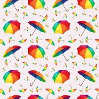 patrón impecable con sombrillas de arco iris sobre un fondo claro vector