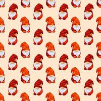 Seamless pattern with autumn Scandinavian gnomes on light background vector