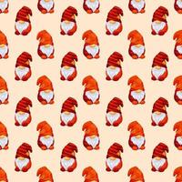 Seamless pattern with autumn Scandinavian gnomes on light background vector