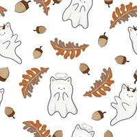 halloween in fall seamless pattern design vector