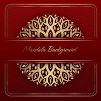 golden mandala ornament on red background vector