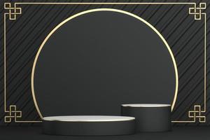 Black podium on background minimal design. 3D rendering photo