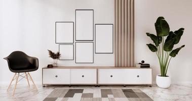 Cabinet wooden design on white room interior modern style.3D rendering photo