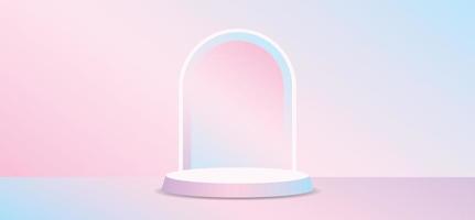 trendy sweet pastel gradient arch product display 3d illustration vector for putting object