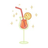 Cute illustration of cocktail. Cartoon style. Vector illustration isolated on white background.