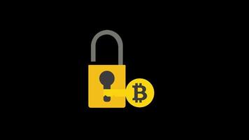 Bitcoin Encryption icon motion graphics animation with alpha channel, transparent background, ProRes 444 video