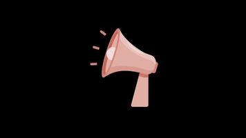 Announcement Speaker megaphone icon motion graphics animation with alpha channel, transparent background, ProRes 444 video