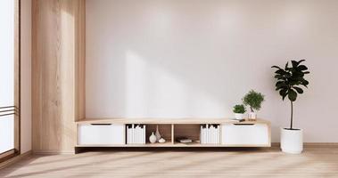 Cabinet wooden design on white room interior modern style.3D rendering photo