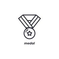 Vector sign of medal symbol is isolated on a white background. icon color editable.