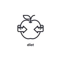 Vector sign of diet symbol is isolated on a white background. icon color editable.