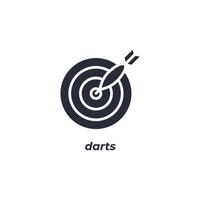 Vector sign of darts symbol is isolated on a white background. icon color editable.