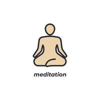 Vector sign of meditation symbol is isolated on a white background. icon color editable.