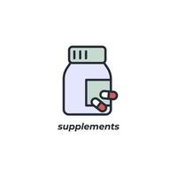 Vector sign of supplements symbol is isolated on a white background. icon color editable.