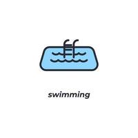 el signo vectorial del símbolo de natación está aislado en un fondo blanco. color de icono editable. vector