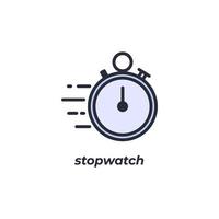 Vector sign of stopwatch symbol is isolated on a white background. icon color editable.