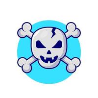 ilustración de icono de vector de dibujos animados de calavera y tibias cruzadas. concepto de icono de objeto de arte vector premium aislado. estilo de dibujos animados plana