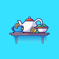 Tea Time Cartoon Vector Icon Illustration. Drink Object Icon  Concept Isolated Premium Vector. Flat Cartoon Style