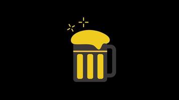 Beer mug icon motion graphics animation with alpha channel, transparent background, ProRes 444 video