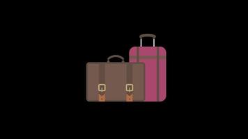 suitcase Bag icon motion graphics animation with alpha channel, transparent background, ProRes 444 video