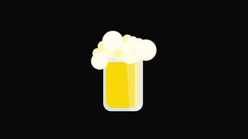 Animación de gráficos de movimiento de icono de taza de cerveza con canal alfa, fondo transparente, prores 444 video