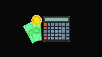 Bitcoin Calculator icon motion graphics animation with alpha channel, transparent background, ProRes 444 video