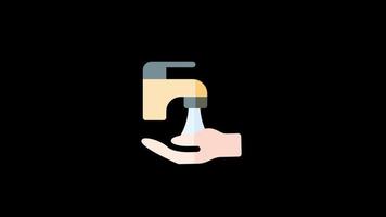 washing hand icon motion graphics animation with alpha channel, transparent background, ProRes 444 video