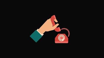 hand holding telephone icon motion graphics animation with alpha channel, transparent background, ProRes 444 video