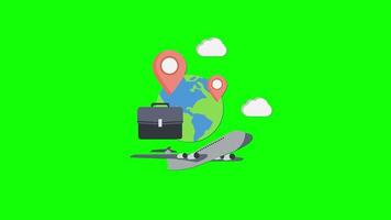 animation graphique de mouvement d'icône de localisation et de globe avec canal alpha, fond transparent, prores 444 video