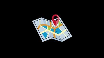 location pin and map icon motion graphics animation with alpha channel, transparent background, ProRes 444 video
