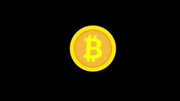 crypto currency bitcoin icon motion graphics animation with alpha channel, transparent background, ProRes 444 video