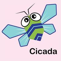 cute cicada cartoon vector