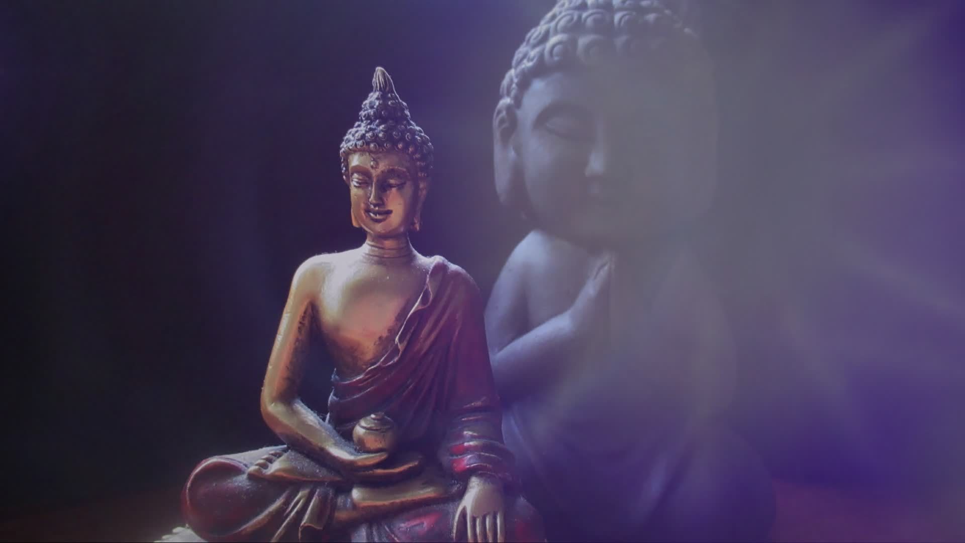 Buddha in meditation with purple halo and glow 11361694 Stock Video at ...