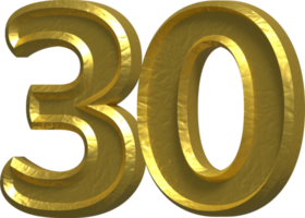 30 Years 3D Number Illustration Concept Design png