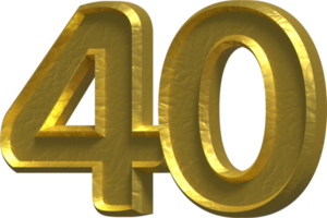 40 Years 3D Number Illustration Concept Design png