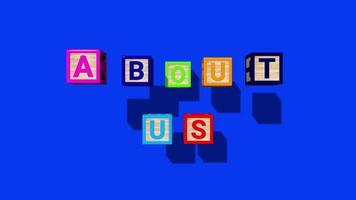 About Us Alphabet Blocks Falling on Floor, Company Profile, Kids Toys, 3D Rendering video