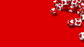Hearts 3D Cube Falling from Right Side, Love Background 3D Rendering video