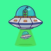 cute ufo taking ufo vector