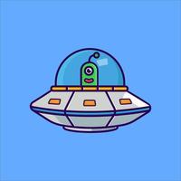 cute ufo flying in the air vector