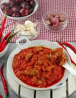 Made from chilies and onions, then given anchovies or pieces of petai or jengkol. When stirred together, the sambal tastes delicious photo