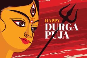 illustration of Goddess Durga Face in Happy Durga Puja Subh Navratri Indian religious header banner background vector