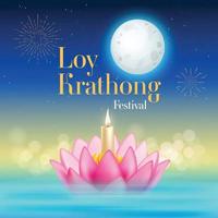 loy krathong festival viaje tailandia -ilustración vectorial vector